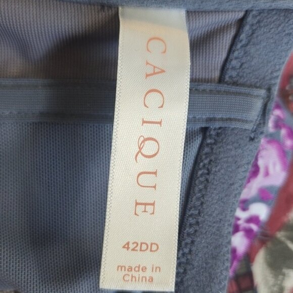 Cacique 42DD Lightly Lined Boost Plunge Bra Front-Close Racerback Underwire - Picture 5 of 5